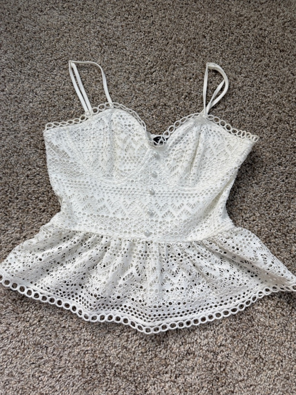 White Lace Peplum Cami Top